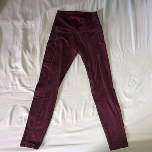 Burgundy fleece lined side pocket leggings